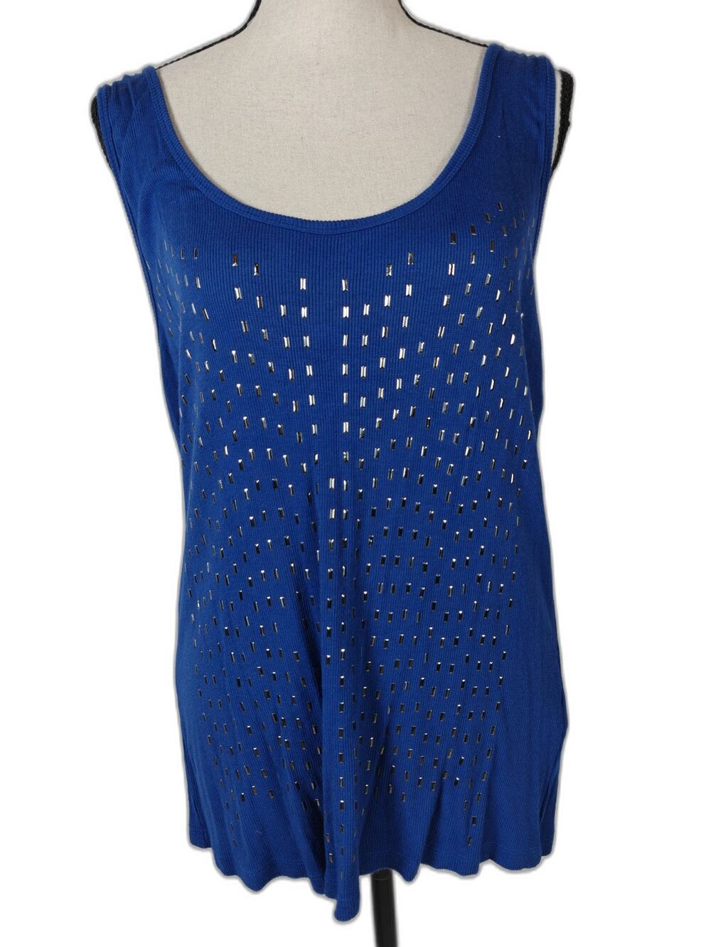 Women Calvin Klein Embellished Tank Top Royal Blue Size XL